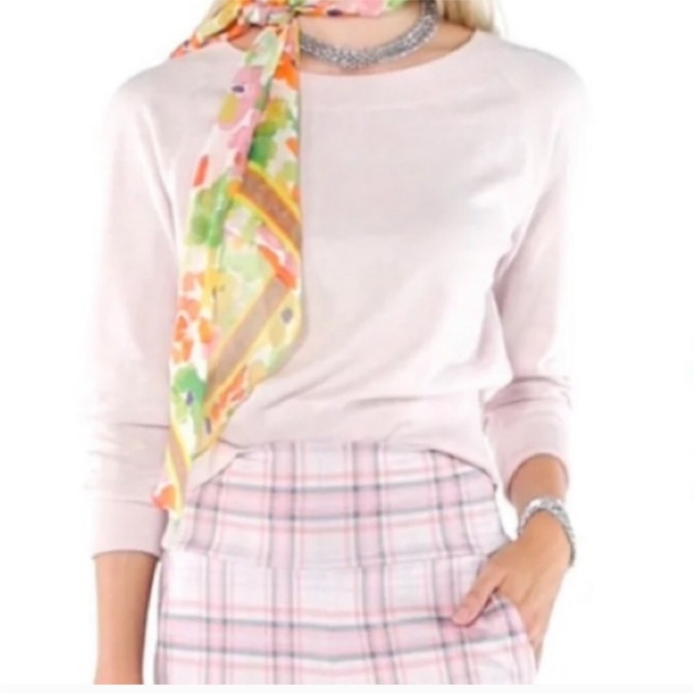 Cabi Ballet light pink wide neck lightweight sweater knit top size Large #6239